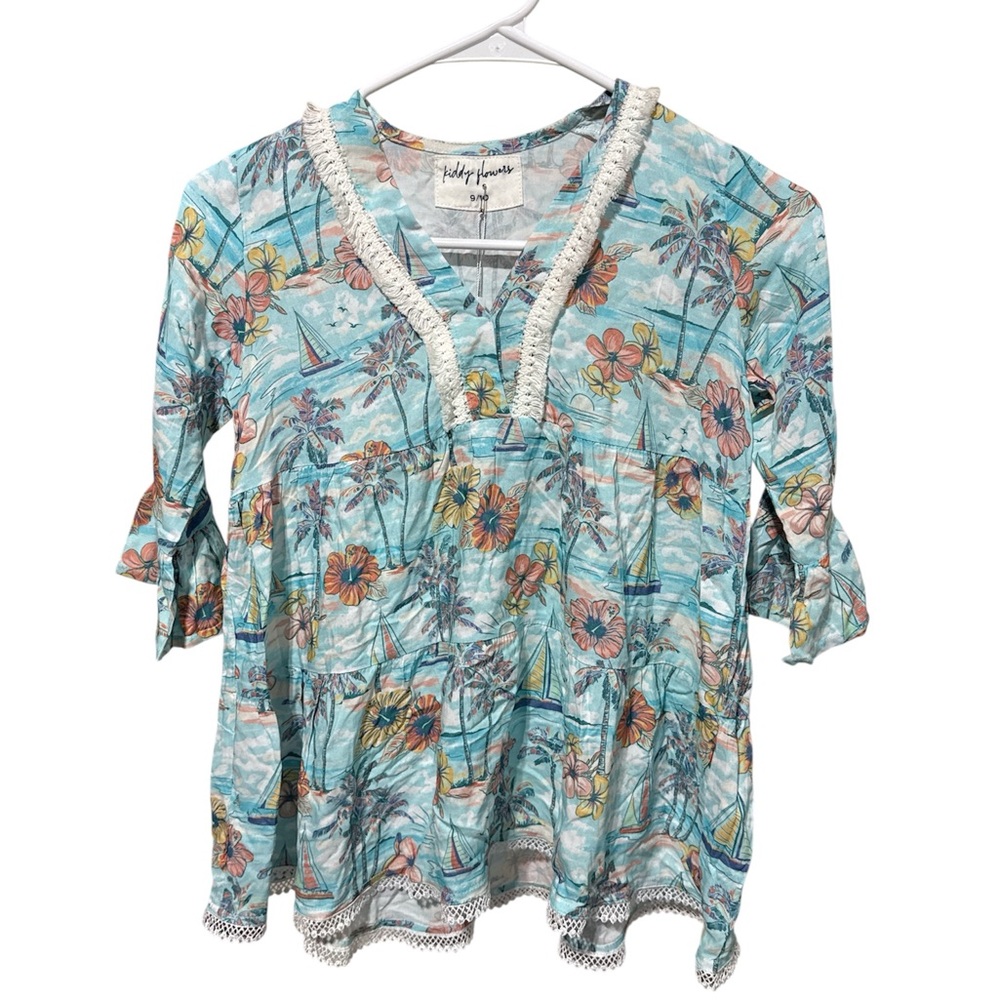 Kenny Flowers Kiddy Flowers Tropical Sailboat Dress Size 9/10 NWT